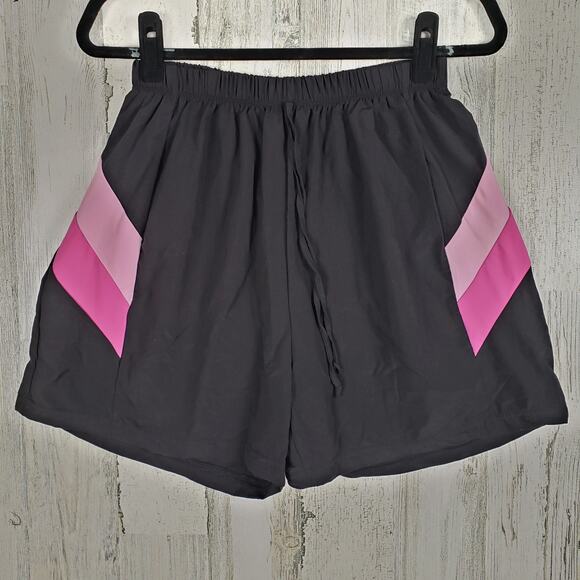 Inches Off Black Pink Pull-On High Rise Swim Shorts Women's Size Medium - Picture 1 of 12